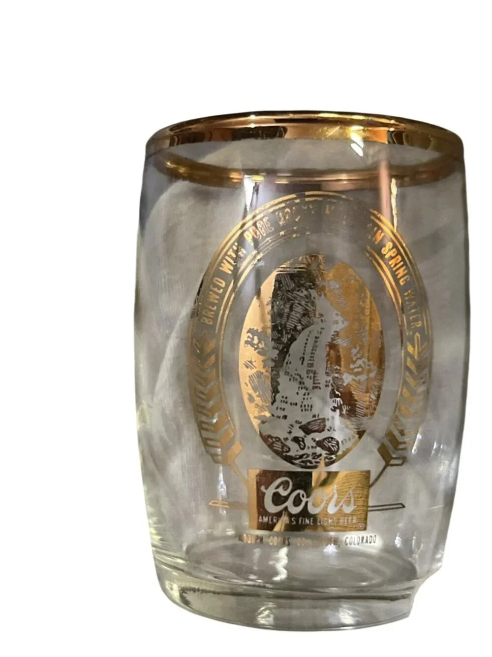 Vintage Coors Gold Rim Shot Glasses Set of 5 Rocky Mountain Cordial Barware Used